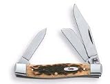 CASE MEDIUM STOCKMAN CHROME VANADIUM BLADES-CLIP,SPEY,SHEEPSFOOTHandle: Amber Bone w/Case Shiel / Closed Length: 3-5/8