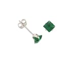Sterling Silver 4mm Princess-Cut CZ Fashion Birthstone Earring in 4 Prong Setting, May