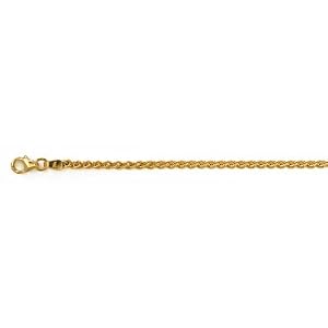 18k Yellow Gold 2.5mm Solid Wheat Chain Necklace - 16 Inch - JewelryWeb