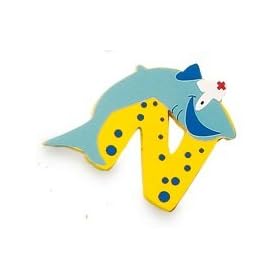 N for Nurse Dolphin - Wooden animal alphabet letter