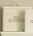 Cream Enamel Metal Dry Dog Biscuit Storage
