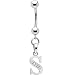 Solid 14k White Gold Cz Initial S Belly Ring