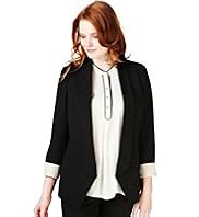 Plus Shawl Collar Contrast Cuff Jacket