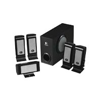 Logitech S-500 - 5.1-channel PC multimedia home theater speaker system - 35 Watt (total) - silver, midnight black