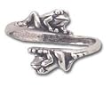 Solid Sterling Silver Frogs Adjustable Ring