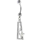 BABY PHAT Silver Crystal STUDDED TRIANGLE CAT Dangle Belly Ring