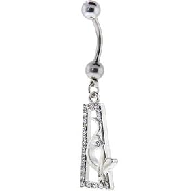 BABY PHAT Silver Crystal STUDDED TRIANGLE CAT Dangle Belly Ring by 
