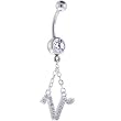 Crystalline Gem ARIES Zodiac Sign Dangle Belly Ring