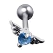 316 Surgical Stainless Steel Barbell with Blue CZ Sold as a Pair