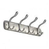 Bruschia Four Hook Wall Mounted Coat Rack (Brushed Chrome) (3.75"H x 13"W x 3"D)