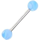 Barbell - Light Blue MARBLE Tongue Ring