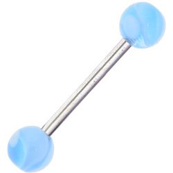 Barbell - Light Blue MARBLE Tongue Ring by 