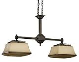 American Fluorescent Chesterfield Hand Blown Rectangular Glass Pendant, 2 Light, Oil Rubbed Bronze #CHP226RBSCT