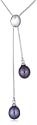 Silver Ns1582 Black Pearl Necklet 17"