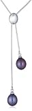 Silver Ns1582 Black Pearl Necklet 17