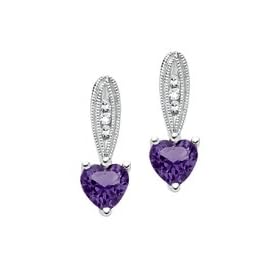 10kt. White Gold, Amethyst and Diamond Earrings by 
