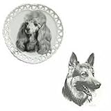 German Shepherd Heart Shaped Plate, Porcelain by Rosalinde (8' diameter)