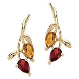 10kt. Yellow Gold, Citrine & Garnet Fashion Earrings