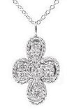 Gothic Diamond Cross Pendant Necklace, 18k White Gold, CTW 0.38