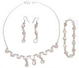 Necklace and Earring Set with Bracelet Sterling Silver and Rosequartz Gemstones
