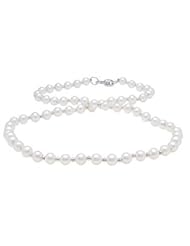 Freshwater White Pearl Necklace and 925 Sterling Silver Beads