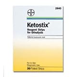 Ketostix reagent strips in foil, to test ketone body in urine, Model : #2640 - 20 ea