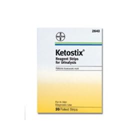 Ketostix reagent strips in foil, to test ketone body in urine, Model : #2640 - 20 ea