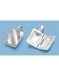 24MM .925 STERLING SILVER MARCASITE STRIPPED LOCKET