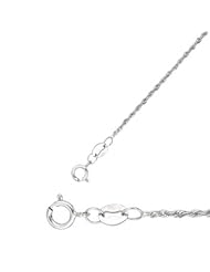 18" 14K White Gold 1.0mm (0.04") Polished Diamond Cut Light Rope Chain w/ Spring Ring Clasp