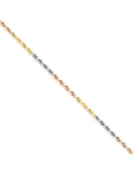 14k Gold Tri-Color 1.5mm D/C Rope Chain 10 Inches