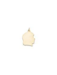14k Plain Large .009 Gauge Facing Right Engravable Girl Head Charm