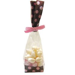 Chocolate Brown and Pink Dot Cello Bag (50) -Wedding Favor by Loop Creations