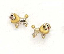 14k Yellow Yellow Enamel Childrens Puppy Screw-Back Earrings
