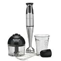 Cuisinart Brushed Stainless Steel with Red Accents Smart Stick Hand Blender with Whisk & Chopper Attachments