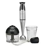 Cuisinart Brushed Stainless Steel with Red Accents Smart Stick Hand Blender with Whisk & Chopper Attachments