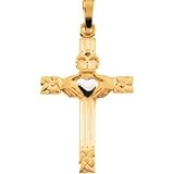 Genuine St. Anton Pendant. 14K Yellow Gold/White Gold Two Tone CladdaG-H Cross Pendant 25.00 x 17.00 mm. 100% Satisfaction Guaranteed.