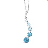 10k White Gold, Diamond & Blue Topaz Journey-Style Pendant