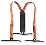 Leather Suspenders Golden Russet Brown with Black Trim