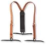 Leather Suspenders Golden Russet Brown with Black Trim