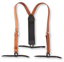 Leather Suspenders Golden Russet Brown with Black Trim
