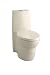 KOHLER K-3564-47 Saile Elongated One-Piece Toilet with Dual Flush Technology, Almond