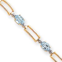 14k Open-Link Diamond Blue Topaz Bracelet by JewelryWeb