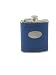 Indigo Blue Leather Personalized Stainless Steel Flask with Free Engraving & Shipping