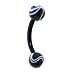 BIOPLAST Black MARBLE Eyebrow Ring