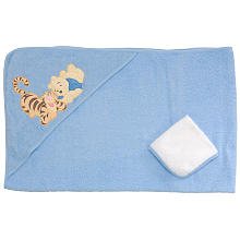 Pooh & Tigger Hooded Towel & Washcloth Set - Blue