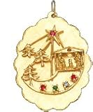 Nativity Scene on Oval Disc, 14K Gold Charm