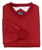 Custom embroidered mean face tennis ball design on nylon windshirt, youth x-L 18-20, dark red