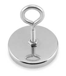 Industrial Grade 3DYA3 Eyebolt Magnet, Neodymium, 90 Lb, 2.035 In