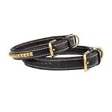 COLLAR  LEAD SET - GOLD STUD - Pharoh Braided Leather Collar