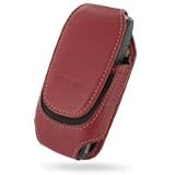 Pdair Universal Leather Pouch Case (Large - Red) for Nokia E50